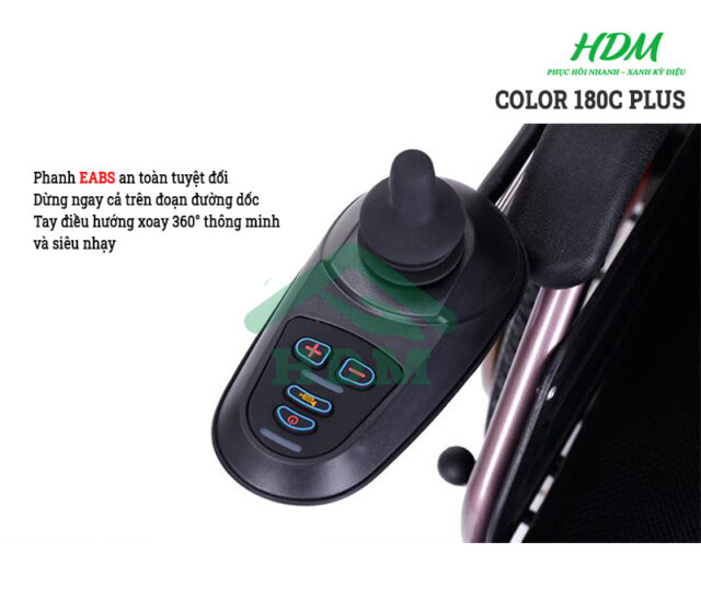Xe lăn điện tiêu chuẩn bánh nan hoa COLOR 180C Plus - Hình ảnh 3