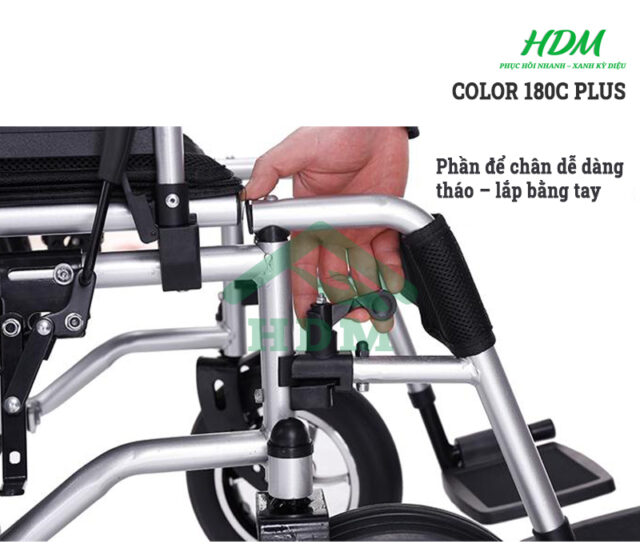 Xe lăn điện tiêu chuẩn bánh nan hoa COLOR 180C Plus - Hình ảnh 2
