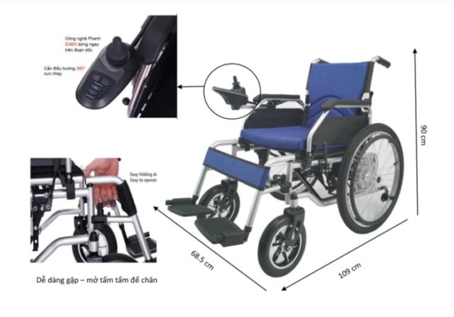 Xe lăn điện tiêu chuẩn bánh nan hoa COLOR 180C Plus - Hình ảnh 4