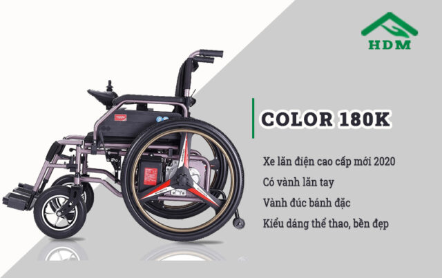 Xe lăn điện vành đúc bánh đặc COLOR 180K - Hình ảnh 3
