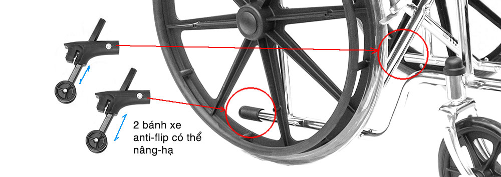 Xe Lăn Đa Năng Hợp Kim Nhôm Siêu Nhẹ HADN-608JB – Lựa Chọn Số 1 Tại Gò Vấp - Hình ảnh 6